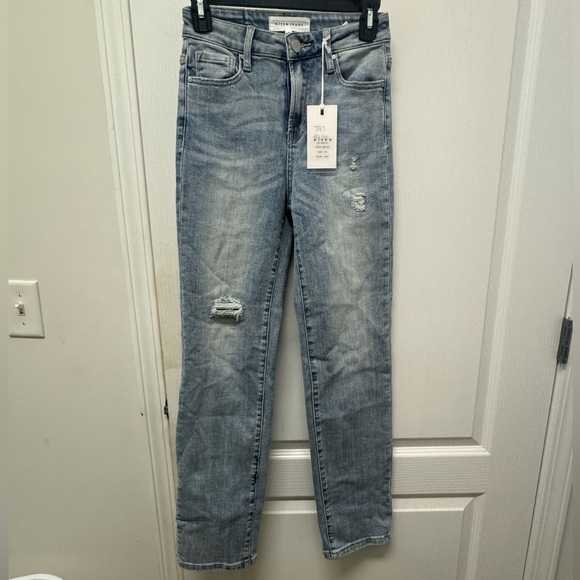 Women's Light Blue Straight Leg Jeans - Picture 1 of 5